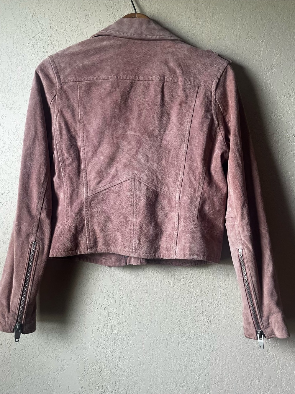 SL8 Genuine Leather Pink Suede Moto Jacket - Women's - Picture 4 of 7